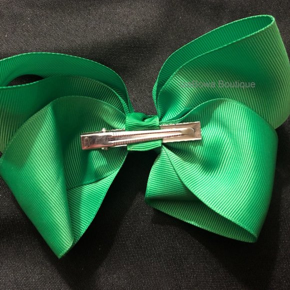 Green 6" Boutique Bow -kids- 4B2481 Handmade NWT Boutique - Picture 3 of 3